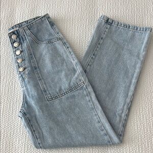 Mango High Rise Straight Crop Jeans